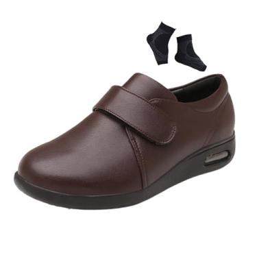 Imagem de Sapatos De Homem Em Couro Para Edema Diabético, Sapatos De Homem Com Fecho Ajustável Para Artrite E Inchaço Nos Pés Diabéticos, Antiderrapantes Ortopédicos Aumentam Espessura Alargam(Gray,44 EU)