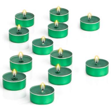 Imagem de Conjunto de 18 xícaras de lata metálicas coloridas sem cheiro de velas de chá feitas nos EUA (verde)