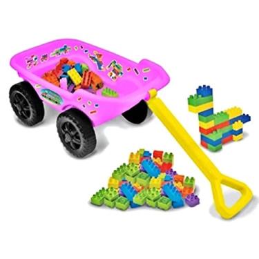 Imagem de Carrinho De Praia Trolley Monta Blocos Rosa