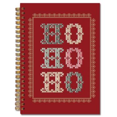 Imagem de Exqcom Caderno espiral vermelho de Natal, diário de Natal Hohoho para mulheres, caderno de capa dura vermelho de Natal, material escolar, 14 x 21 cm