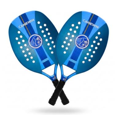 Imagem de Kit com 2 Raquetes de Beach Tennis Com Fibra de Carbono EVA Solf Capa Protetora Versátil para Treino, Jogo Casual e Aulas (Azul)