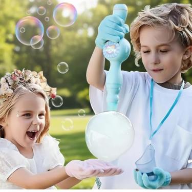 Imagem de Bastão de Bolhas em Fumaça Kit Completo para Diversão Lança Bolha Fumasa (Azul)