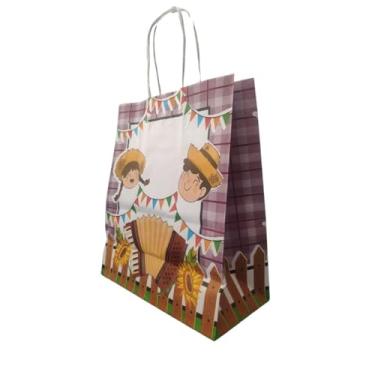 Imagem de Sacola LC Kraft Branca - Junina Sanfona 17,5x8,5x21,5 c/10un (Colorido)