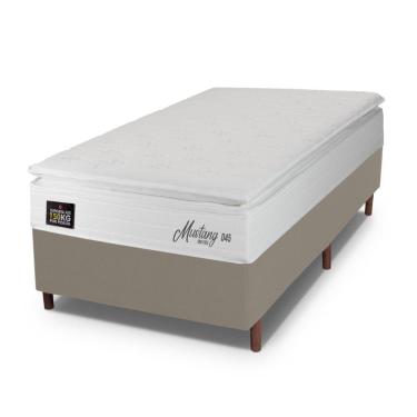 Imagem de Cama Box Baú Solteiro Hellen Mustang Espuma D45 Branco