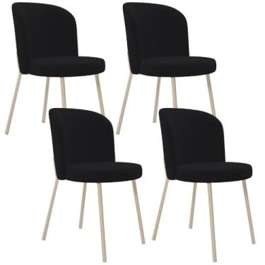 Imagem de Kit 04 Cadeiras para Sala de Jantar Cozinha Estofada Gavi Arena L02 Suede Preto - Lyam Decor