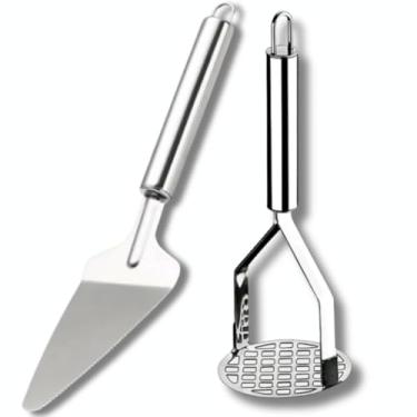 Imagem de Cozinha Inox 3 Peças | Amassador de Batatas Inox, Fouet, Espátula de Bolo Utensílios Domésticos(2 UNIDADES (BATATA, BOLO))