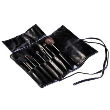 Imagem de Kit 7 Pincéis Preto Para Maquiagem Com Estojo Cerdas Macias - Magic Ma