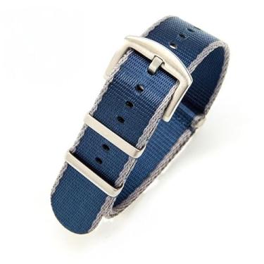 Imagem de hengfento2 Pulseira de relógio G10 de substituição para Omega Premium Nylon balístico militar Raf costurado Bond Iw 20 mm (cinza + azul)