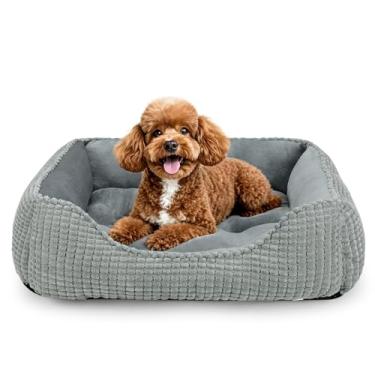 Imagem de MIXJOY Cama ortopédica retangular lavável para cães pequenos, médios e grandes, macia, calmante, cama durável para filhotes de cachorro com fundo antiderrapante, P (50,8 x 48 x 15,2 cm)