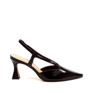 Imagem de Sapato Cecconello Slingback Couro Preto Salto Médio-Feminino