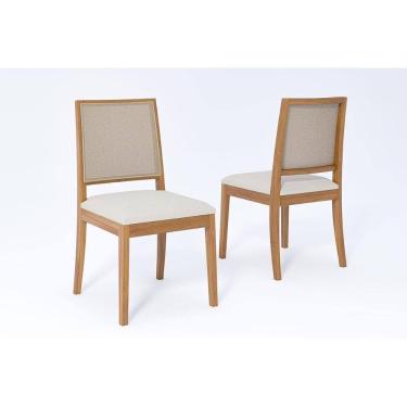 Imagem de Cadeira Sala De Jantar Buriti Kit 2 Un Carvalho-linho Cru-tela - Cimol