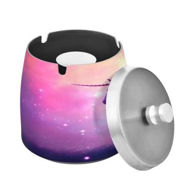 Imagem de Blueangle Lindo cinzeiro de cavalo com tampa para cigarros, à prova de vento/chuva, aço inoxidável, sem fumaça, inodoro, cinzeiro para uso interno ou externo (270)