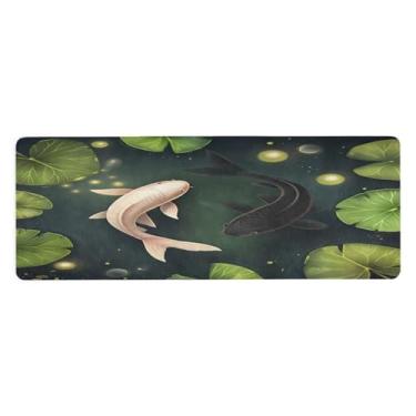 Imagem de SEHANY Tapete de ioga com peixe Koi branco e carpa preta, antiderrapante, antiderrapante, para mulheres e homens, 180 x 66 cm, tapete de treino para pilates em casa, exercícios de chão com bolsa de