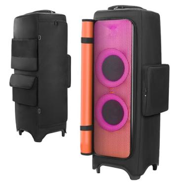Imagem de SZZCNOX Estojo de transporte de alto-falante portátil compatível com JBL PARTYBOX 1000, caixa de armazenamento para alto-falante de festa ao ar livre com vários bolsos para microfone, carregador, cabo
