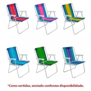 Imagem de Cadeira de Praia Alta Dobrável em Alumínio - Levíssima (1,26kg), Cores Azul e Rosa, Perfeita para Piscina, Jardim e Varanda - Confortável e Super Portátil(SORTIDAS)