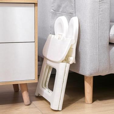 Imagem de Generic Banqueta Dobrável Banqueta Portátil Leve para Crianças, Dobrável Simples e Bonita para Decorações de Casa, Branca de Desenho Animado de Plástico para Crianças (Grande Coelho Branco)