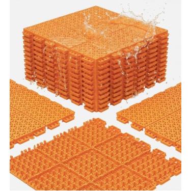 Imagem de jxgzyy 20 peças de azulejos, azulejos de piso externo de 1,5 cm de espessura, tapete de drenagem modular PP antiderrapante para quadra de basquete ralo piscina pátio chuveiro varanda grama