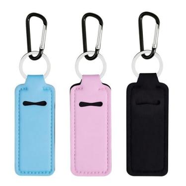 Imagem de 3 porta-chaves de batom, bolsa organizadora de batom para adolescentes e mulheres