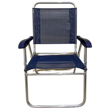 Imagem de Cadeira De Praia Alta Sanete Encosto Alto Aluminio Ronchetti Azul-escuro