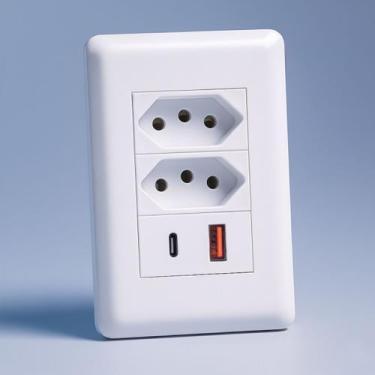 Imagem de Tomada de Parede Inteligente Bivolt com USB Tipo C  Carregamento Turbo