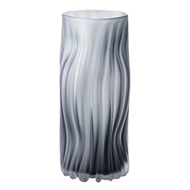 Imagem de Vaso de vidro para decoração de vaso de flores, decoração de sala de estar nórdica de vidro cinza leve para casa, decoração de vaso de mesa transparente, forma curva, nebulosa e translúcida