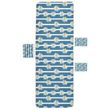 Imagem de STAYTOP Linda capa de toalha de cadeira de descanso com fundo listrado margarida, capa de espreguiçadeira macia, capas de cadeira de praia com bolsos para jardim ao ar livre, pátio, pátio, banhos de