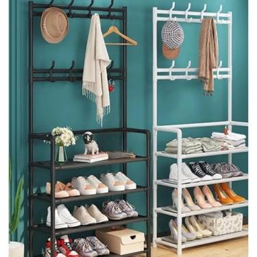 Imagem de Sapateira Arara 4/5 Andares | Organizador de Sapatos com Cabideiro, Preto e Branco(Aleatorio,4 Andares(ORG013))