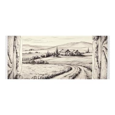 Imagem de Wassud Coberturas de lavadora e secadora Mountain Cottage, protetor de lavadora com sacos de armazenamento, capa de geladeira à prova de poeira com bolsos para lavanderia doméstica, cozinha, 120 x 55