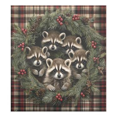 Imagem de STAYTOP Linda guirlanda de Natal guaxinim capa de ímã de lava-louças 58 x 66 cm capas decorativas de geladeira para porta frontal adesivo magnético para máquina de lavar louça painel de geladeira