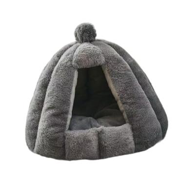 Imagem de predolo Cama para gatos, tenda quente para cães, aconchegante, macia, para ambientes internos, cama para gatos, semifechado para filhotes e gatinhos, Cinza, M