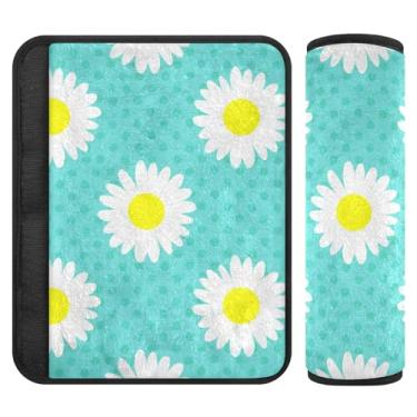 Imagem de Burbuja Capa para cinto de segurança de carro Daisies Protetor de cinto de segurança de carro macio confortável para alça de ombro de assento, 1 par pequeno