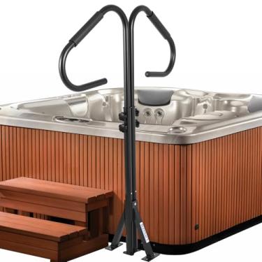 Imagem de Corrimão para banheira de hidromassagem, corrimão de spa rotativo de 360 graus, altura ajustável de 104 a 134 cm, trilho para banheira de hidromassagem com revestimento eletroforético à prova de