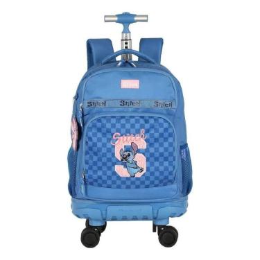 Imagem de Mochila Stitch Rodinhas 360° Luxcel 2 Em 1 Azul Stitch