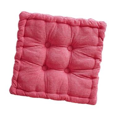 Imagem de Bothyi Almofada de assento em formato de biscoito, tapete macio e confortável, almofada de chão quadrada e fofa em formato de biscoito para, sofá ou, Rosa Vermelha