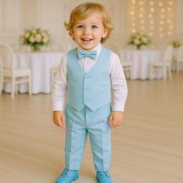 Imagem de Conjunto Terno Social Infantil Menino Calça Camisa Manga Longa E Colet