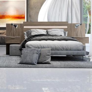 Imagem de Cabeceira Casal Extensível E Mesa Lateral Carraro - Legno - MÓVEIS CAR