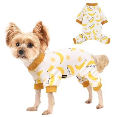 Imagem de Yikeyo Pijama para cães pequenos, meninas, meninos, Yorkie Chihuahua, roupas elásticas para animais de estimação, xícara de chá, roupa de dormir macia para cachorros, macacão confortável para filhotes