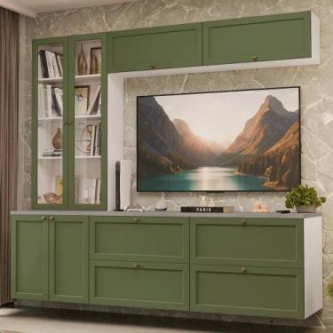 Imagem de Estante Sala de Estar com Rack + Cristaleira 230cm Vik Madesa 01 B, Br