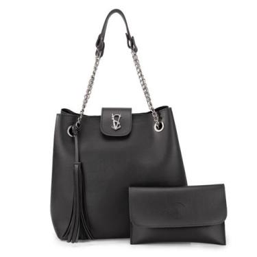 Imagem de Bolsa feminina Grande de Ombro 2 Peças - Duarts, Preto