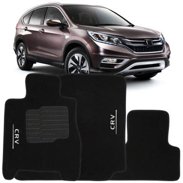 Imagem de Tapete Carpete Crv 2012 à 2018 Preto Logo Bordado Jogo 3 Peças Personalizado Automotivo