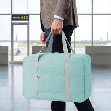 Imagem de Bolsa de viagem leve e dobrável – Mala de mão compacta para viagens noturnas, bolsa unissex para fim de semana, Verde hortelã, Esportes