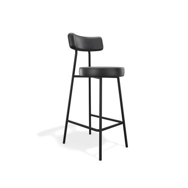 Imagem de Banqueta Alta Bock Courissimo Estrutura Metal Assento Courino Preto SSX Multicoisas