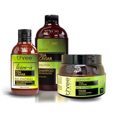 Imagem de Kit Teia Caviar Three Therapy - Hidratação, Brilho e Reconstrução Capilar com Shampoo, Máscara e Leave-In