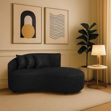 Imagem de Sofá 2 Lugares Orgânico 140 Cm Morgan Sintético Pu Preto D03 - D'rossi