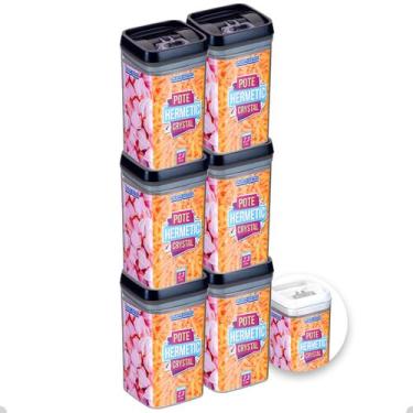 Imagem de 6 Potes Hermeticos Porta Mantimentos Empilháveis De 2300 Ml - Injeplas