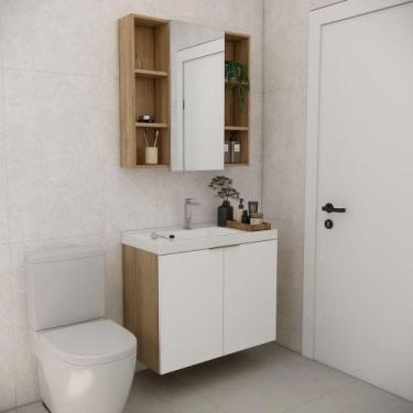 Imagem de Conjunto De Banheiro Com Cuba Vittare 80cm Estilare CNJ5005 Carvalho-b