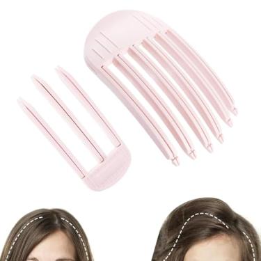 Imagem de Grampos de cabelo volumizadores para mulheres, 2 peças de grampos de volume de cabelo, pente volumizador, grampos de franja fofa para elevação da raiz, clipes de aumento de raiz (rosa claro)