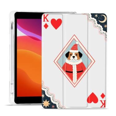 Imagem de MAYCARI Capa de Natal para iPad A16 de 11 polegadas 2025 com suporte para lápis, capa protetora traseira de TPU macio com desenho de cartão de baralho original para iPad 10ª geração, capa fina