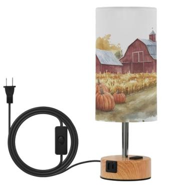 Imagem de Wassud Abajur de mesa de cabeceira com toque de campo de abóbora com 3 temperaturas de cor, luminária de mesa moderna com forro de sombra para suporte noturno para sala de estar, quarto, escritório