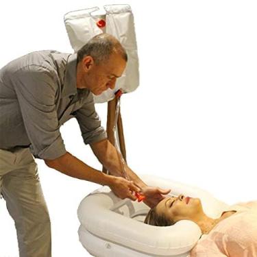 Imagem de Kit Banho no Leito - Lavatório Inflável para a Cabeça e Chuveiro Portátil - Longevitech (ÚNICO)